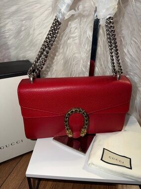 Gucci Dionysus Red Leather Medium Shoulder Bag Like New